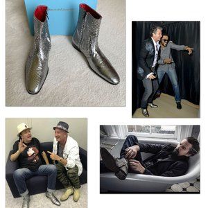 NIB JEAN-MICHEL CAZABAT ‘BOWIE’ Silver PYTHON Zip ANKLE BOOTS Size 41 EUR | 8 US